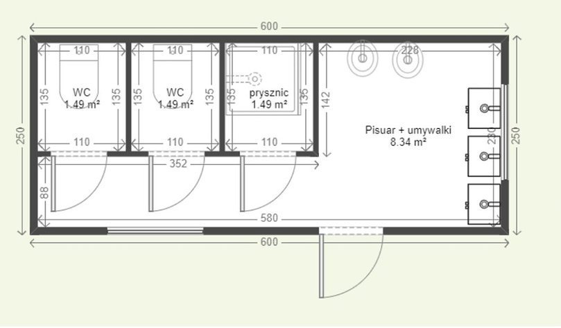 Container 6x2,5 sanitaire WC + douche + WC – Image 6