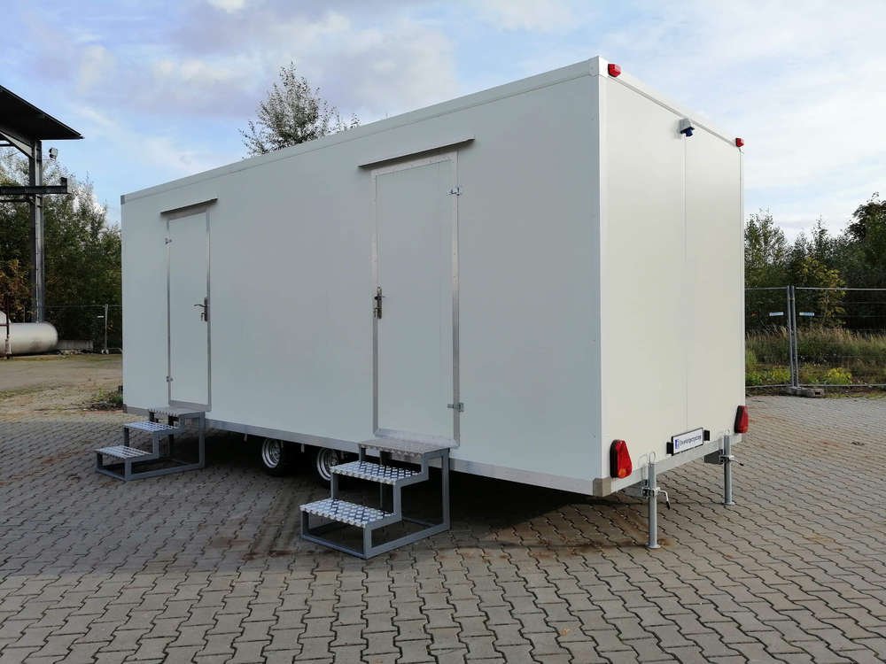 Remorque Sanitaire double 5 WC 3 Urinoirs 6×2,40 mètres